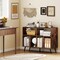Rustic Brown Engineered Wood Vinyl Record Player Stand with USB and AC